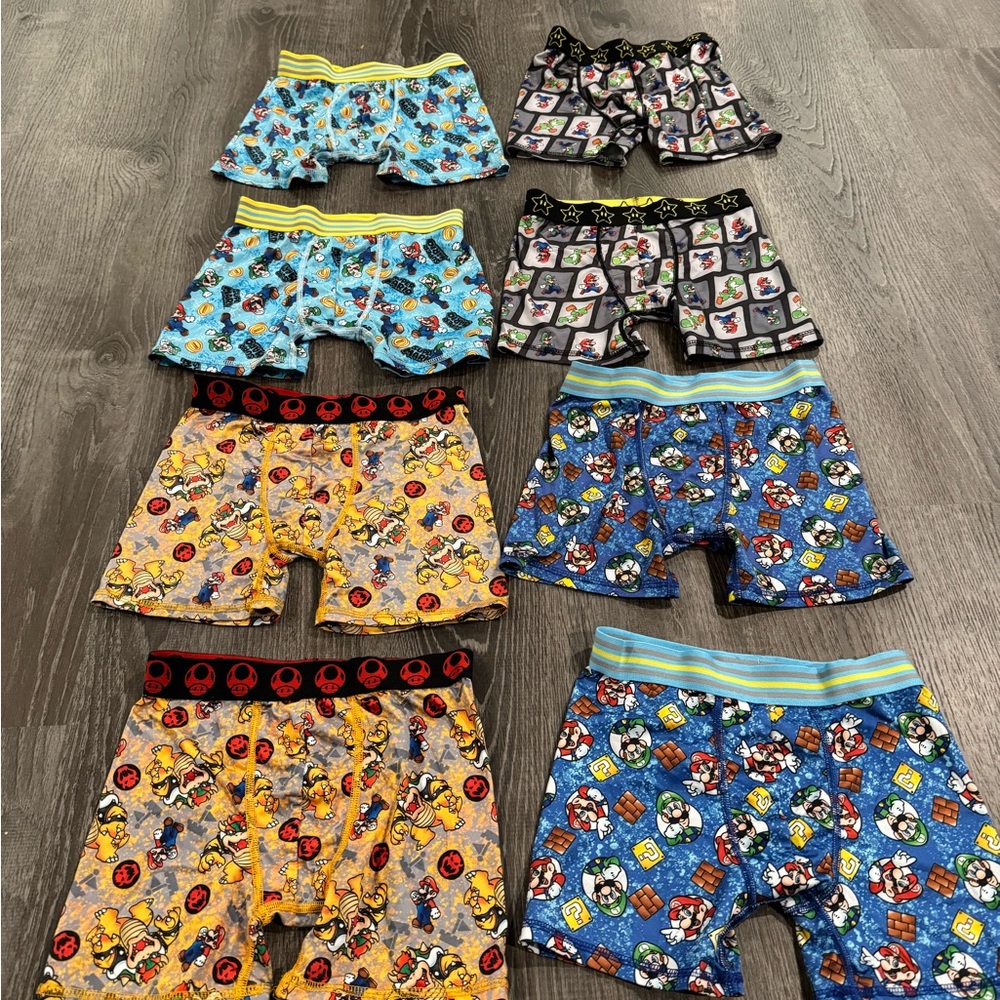 Nintendo Super Mario Boxer Briefs Boys SZ 8 bundle of 8